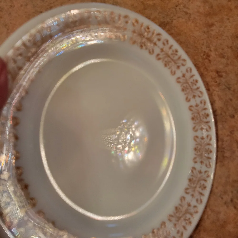 Vintage PYREX Copper Filigree Dinner Plate !~ VGUC ~ Retro!
